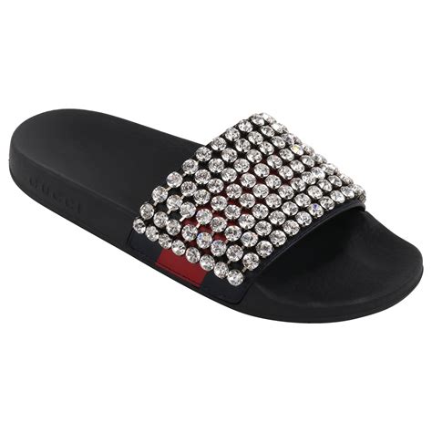 diamond crystal gucci slides